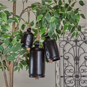 Decorative Black Metal Hanging Bells Set for Christmas Home Garden Wall Festive Decor Ideal for Indoor Outdoor Use - Product Image 3