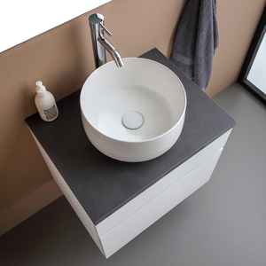 Mueble de Baño Suspendido en Pared de 60cm, Color Blanco con Cajón y Encimera Antracita, Conjunto de Baño Elegante - Product Image 4