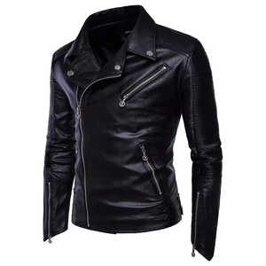 Chaqueta con cremallera de cuero de vaca suave de alta calidad para hombre, chaqueta de motocicleta de peso pesado ajustada desgastada con piedra de estilo Retro personalizada - Product Image 3