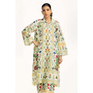 ชุดเซ็ต 2 ชิ้นสำหรับผู้หญิง รุ่น IPST-55009 ลายพิมพ์โบฮีเมียนสุดหรู ผ้าแคมบริก คอเหลี่ยม แขนสามส่วน สำหรับฤดูใบไม้ผลิ/ฤดูร้อน ไซส์ XS - Product Image 3