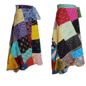 Falda larga de verano tradicional de nuevos diseños, falda envolvente con parche de algodón transpirable, cintura Natural, método de tejido no tejido para mujer - Product Image 2