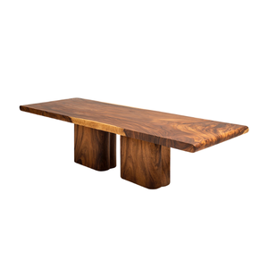 Table à manger en bois de suar massif moderne de qualité supérieure avec plateau épais et pieds à double bloc pour meubles de salle à manger - Product Image 5