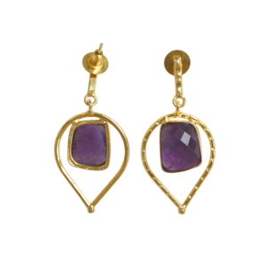 Pendientes de Latón Natural, Hechos a Mano, con Acabado en Oro de 18K, Pieza de Diseño Moderno y de Alta Calidad - Product Image 3