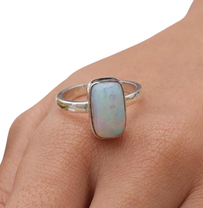 925 Solid Boho Style Natural Designer Promise <b>Ring</b> Jewelry 925 <b>Sterling</b> <b>Silver</b> Handmade Gemstone Blue Opal <b>Spinner</b> <b>Ring</b> Jewelry - Product Image 1