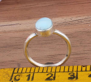 Anillo de piedras preciosas Larimar al por mayor auténtico anillo de plata ovalado Larimar joyería sencilla y elegante para mujer - Product Image 1