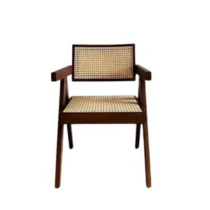 Silla de Comedor de Madera Maciza de Teca y Ratán, Diseño Moderno y Minimalista, para Comedores, Hoteles y Restaurantes - Product Image 1