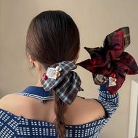 Herbst-Winter Koreanischer Stil Eleganter Quadratischer Schal Damen Hochelastisches Gewebe Handgefertigtes Sehnenball-Haarband Haargummi