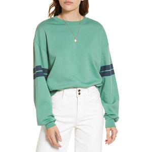 Haute qualité 100% coton décontracté streetwear goutte épaule chiffres respirant écologique sweats à capuche tricoté femmes sweat-shirt - Product Image 3