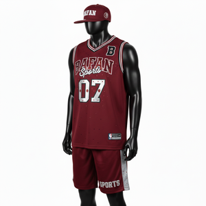 Camiseta de Baloncesto para Hombre, de Alta Calidad, 180 GSM, Tejido de Malla Transpirable, Color Granate, Sin Mangas, Paneles Laterales, Impresión de Logotipo Personalizado - Product Image 4