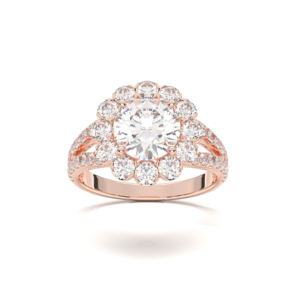 Anillo de compromiso de Halo de diamante de corte redondo de moissanita de 2,50 quilates de E-F/VVS-VS hecho en plata para mujer - Product Image 1