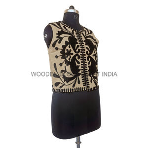 Chaqueta Corta Sin Mangas con Diseño Nuevo, Acolchada, Estampada, Bordada a Mano con Diseño Suzani, 100% Algodón, Floral, para Mujer, Ropa de Invierno, Reversible - Product Image 5