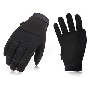 Guantes de cuero de piel de grano de cabra de alta calidad con puños elásticos negros Guantes de enclavamiento de tela de enclavamiento industrial de cuero - Product Image 5