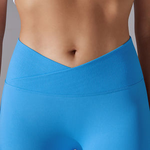 Logo personnalisé sans couture Scrunch Butt Yoga Leggings 90% Nylon 10% Spandex taille haute couche de base d'entraînement décorée Style doux - Product Image 5