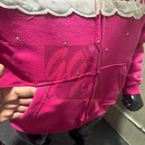 GGsports Unisex 400 GSM Rhinestone Hoodie Allover Bling Zip-Up & Pullover Styles con Patchwork & Distressed Logo Sudaderas con capucha para hombre - Product Image 2