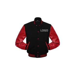 Veste bomber universitaire en polyester/coton pour homme, style streetwear décontracté, hiver, doublée, col montant, coupe-vent, en laine/viscose - Product Image 5