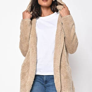 Poche Look élégant 2025 nouvel Article femmes Sherpa à capuche surdimensionné basique couleur Look Durable femmes Sherpa veste - Product Image 1