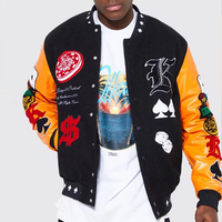 Premium Winter Letterman Varsity Jacke Streetwear Polyester Baumwolle Denim Langarm Stehkragen Vintage Sportbekleidung Atmungsaktiv