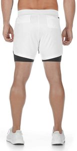 Shorts de sport pour hommes à motif sportif, séchage rapide, pour entraînement, course et fitness, double couche, taille élastique, pour la gym - Grande Vente - Product Image 6