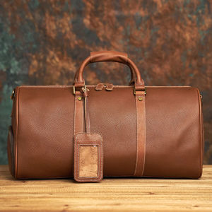 Bolso de viaje de cuero cruzado Vintage para mujer, bolso de mano duradero para fin de semana, lona de mano para hombre con cierre de cremallera, estilo de moda - Product Image 6