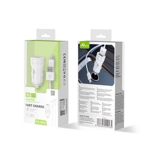 Cargador de coche de 15W 3A con cable de tipo C, color blanco, de color blanco - Product Image 1