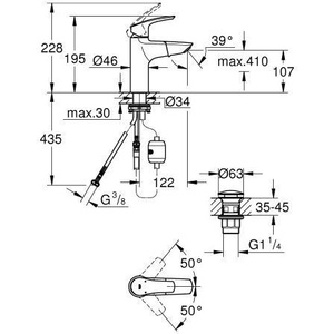 ช่องปล่อยของเสียในห้องน้ำสำหรับ Grohe EH-WTbatt EUROSMART 1/2 นิ้ว ขนาด M เป็นมิตรกับสิ่งแวดล้อม - Product Image 4