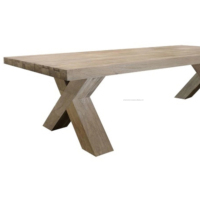 Table de salle à manger en teck au design moderne avec dessus épais en bois de teck de qualité supérieure pour l'intérieur et l'extérieur des hôtels et des villas