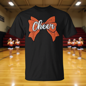 T-Shirt Coquette Arancione con Fiocco per Cheerleader, Abbigliamento Promozionale per Cheerleading - Product Image 3