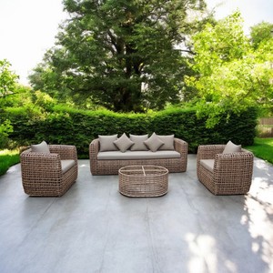 Conjunto de Sofás de Ratán Sintético para Exteriores PRSF-009, Moderno, Lavable, para Villa, Hotel, Casa, Sala de Estar, Parque y Apartamento - Product Image 1