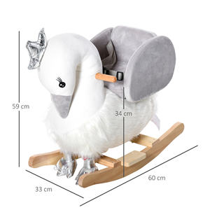HOMCOM Jouet à chevaucher en forme de cygne pour enfants de 18 à 36 mois (40kg maximum) Cadre en bois de peuplier et acier en peluche blanc - Product Image 3