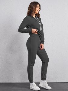 Conjuntos de chándal de lana deportivo sólido con capucha de invierno de talla grande para hombre al por mayor, conjuntos informales de manga larga personalizados - Product Image 4
