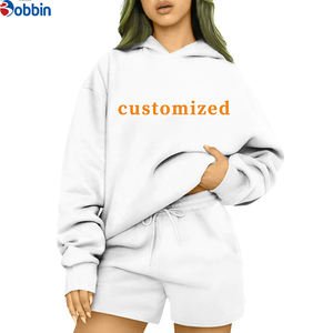 Unisex Trade Customized Hoodie and <b>Top</b> <b>Lady</b> Fashion Digital Print 2pc <b>Short</b> Set with Hooded Collar for Women and Girls - Product Image 4