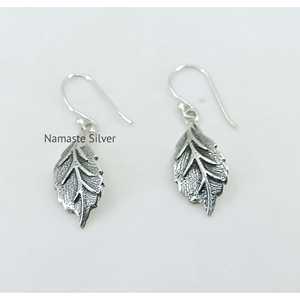 Handmade 925 Sterling Silver Dangle Drop Earrings Women's Boho Silver Leaf Design <b>Unique</b> Plant Pattern <b>Gift</b> - Product Image 2