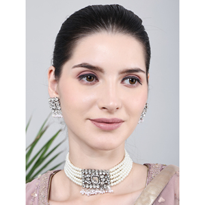 White Square Moti Pearl Necklace Elegant <b>Wedding</b> <b>Accessory</b> - Product Image 4