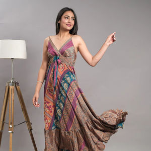 Vestidos largos de verano para mujer, Playa Bohemia, sin mangas, con estampado de seda, cuello Halter clásico, Espalda descubierta, vestido largo Formal para fiesta - Product Image 1