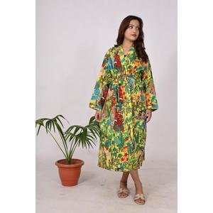 Kimono hecho a mano de algodón con estampado de Farida para mujer de talla grande para primavera, otoño, invierno, boda, regalo de San Valentín Natural - Product Image 2