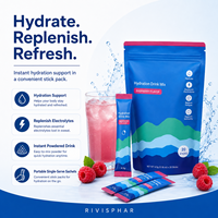 Poudre de mélange de boisson électrolytique végétalienne sans sucre pour adultes, 6 minéraux essentiels, saveur framboise, soutien à l'hydratation, complément alimentaire