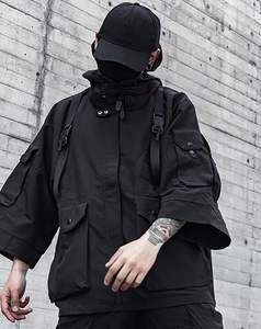 แจ็กเก็ตแขน3/4พร้อมฮู้ดสำหรับผู้ชายเครื่องแต่งกายแนวสตรีทแบบญี่ปุ่น - Product Image 4