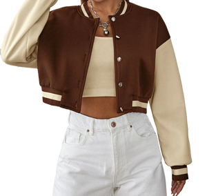 meroon womwns Fashionable Unisex Canvas Varsity Bomber Jacket with Stand Collar <b>Winter</b> Ready Front Logo - Product Image 3