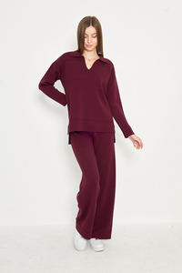 Pull à col en V pour femme, ensemble de tricots pantalons de haute qualité tricoté élégant et confortable adapté au bureau, au quotidien et au yoga - Product Image 5