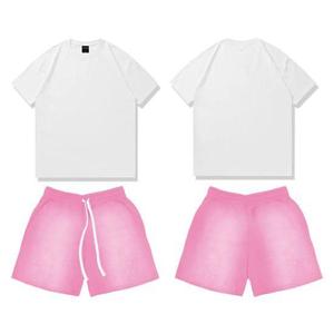 Moda de verano para hombres, camisetas de manga corta lavadas con ácido y pantalones cortos, conjuntos de 2 piezas, trajes deportivos informales para hombres - Product Image 2