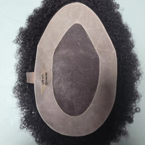 Peluca de tupé de pelo bangladesí estilo Yaki mono rizado para prótesis indias y Afro - Product Image 1
