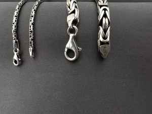 Collar de cadena de plata Cadena bizantina redonda Plata sólida de Ley 925 para hombres - Product Image 4