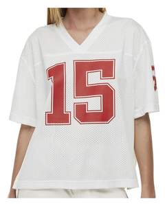 Maillot de football surdimensionné à col en V personnalisé pour femmes Maillot imprimé respirant Maillot surdimensionné à la mode Confortable et élégant - Product Image 1