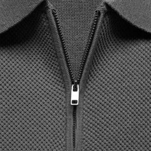 เสื้อโปโลมีซิปครึ่งตัวของผู้ชายเสื้อคอตตอนพลัสไซส์ผ้าคอตตอนใส่เล่นกอล์ฟเสื้อ2025พื้นออกแบบได้ตามต้องการสำหรับฤดูร้อน - Product Image 5