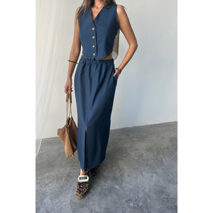 ชุดสูทผู้หญิง TENCEL YELEK สีคราม ดีไซน์ YIRTMALI และ TAKIM - Product Image 6