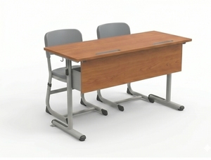 Ensemble de chaise et bureau double ARSU moderne et écologique de haute qualité avec structure métallique sans tiroirs pour usage scolaire - Product Image 2