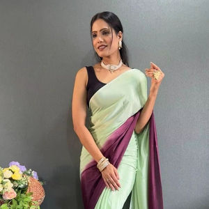 Sari de Chinon de estilo moderno para bodas y fiestas, moda para damas, listo para usar, mayorista de ropa india y pakistaní - Product Image 1