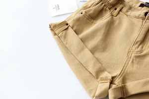 กางเกงยีนส์ขาสั้นเอวสูงสำหรับผู้หญิง, กางเกงขาสั้นผ้ายีนส์ไซส์พรีเมียมสำหรับฤดูร้อน - Product Image 6