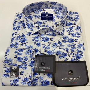 Seniors Slim Fit 100% Cotton Poplin <b>Yarn</b> Dyed Stand Collar Spring Casual Dress Shirt - Product Image 5