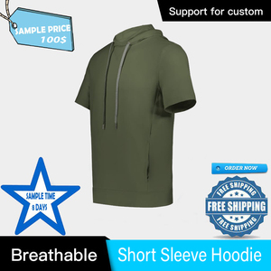 Sudadera de felpa francesa de manga corta personalizada de alta calidad para hombre nueva moda Otoño deporte liso polar estampado al por mayor Sudadera con capucha - Product Image 6